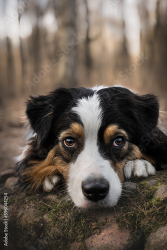 Cute australian shepard dog outdoors