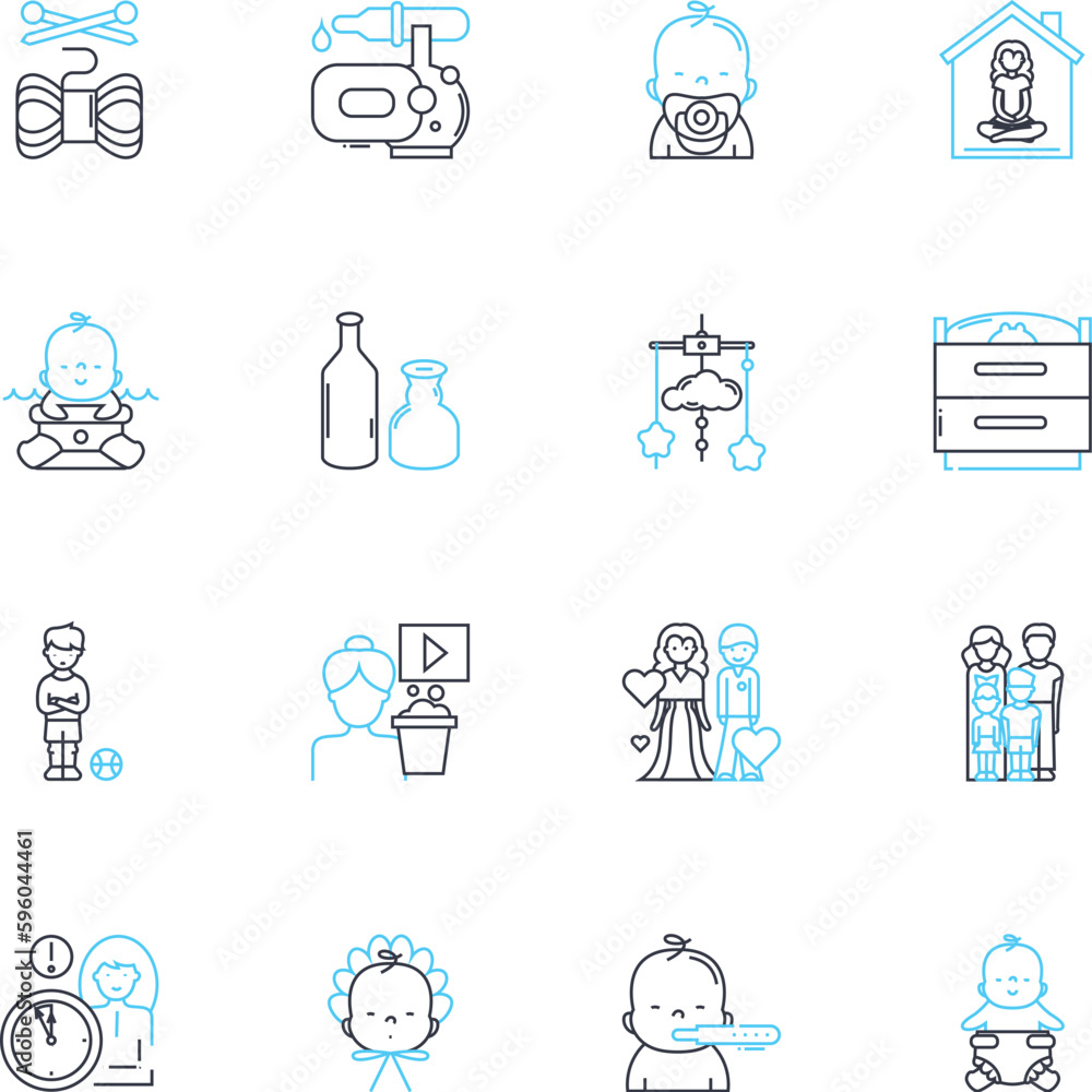 Children linear icons set. Playful, Imaginative, Curious, Innocent, Energetic, Spontaneous, Adventurous line vector and concept signs. Happy,Loving,Creative outline illustrations Children linear icons set. Playful, Imaginative, Curious, Innocent, Energetic, Spontaneous, Adventurous line vector and concept signs. Happy,Loving,Creative outline illustrations