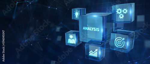 Analytics Big Data analysis Business intelligence internet and modern technology concept on virtual screen. 3d illustration