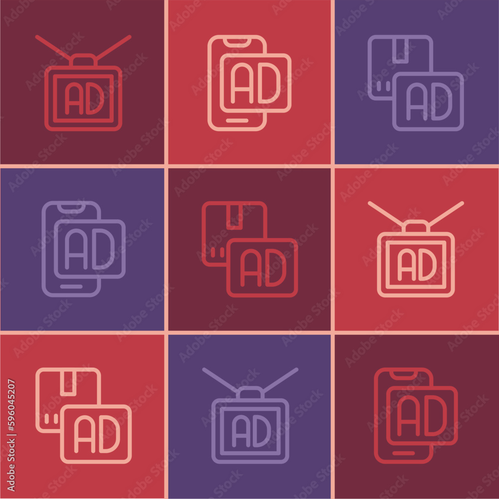 Set line Advertising, and icon. Vector Set line Advertising, and icon. Vector