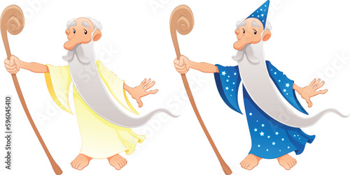 Two types of wizard. Funny cartoon and vector characters