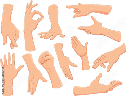 Hands. Cartoon and vector objects