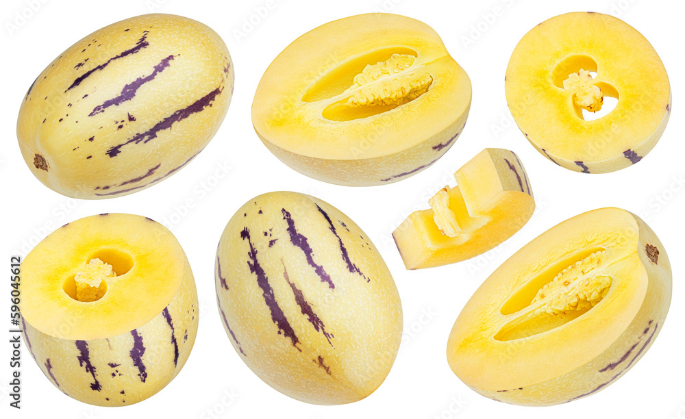 Pepino melon fruit isolated on white background, collection Pepino melon fruit isolated on white background, collection