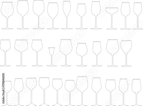 glasses of wine - vector and cartoon objects