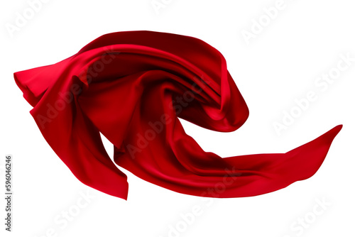 Floating red cape or silk fabric. Vector illustration