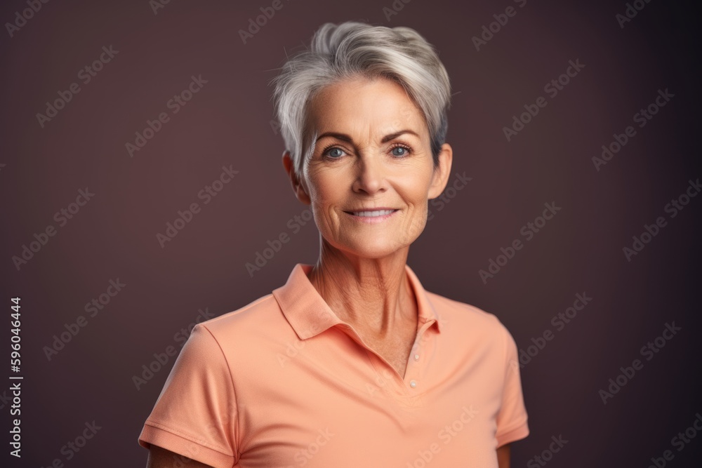 Portrait of a beautiful senior woman with grey hair on a brown background Portrait of a beautiful senior woman with grey hair on a brown background