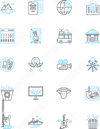 Fashion statement linear icons set. Avant-garde, Bold, Chic, Classic, Colorful, Creative, Daring line vector and concept signs. Edgy,Elegant,Fashionable outline illustrations