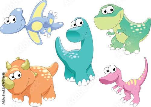 Dinosaurs Family, cartoon and vector characters