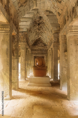 Colonnade Ta Prohm temple ruins  Cambodia