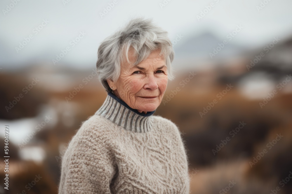 Portrait of a senior woman with grey hair in the nature. Portrait of a senior woman with grey hair in the nature.