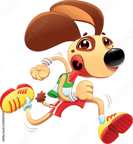 Funny dog is running. Vector and cartoon character. Object isolated