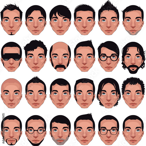 Avatar, men portraits. Vector isolated characters