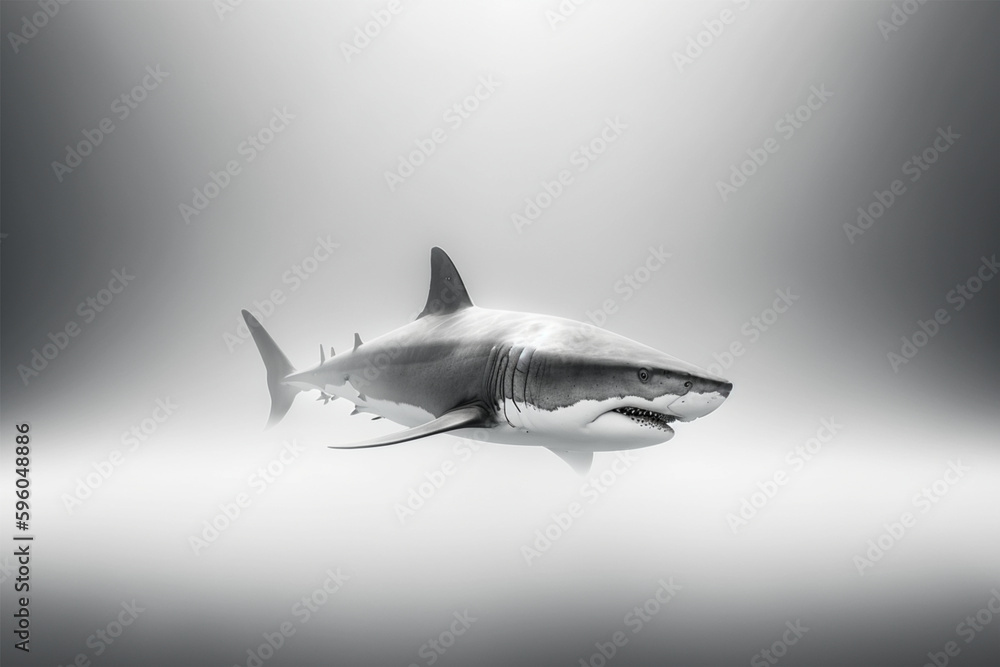 Fototapeta premium Great White Shark (Carcharodon carcharias). created with generative AI