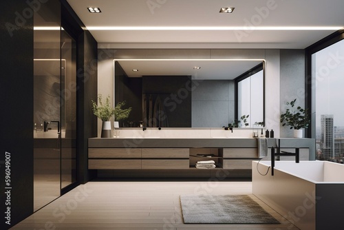 Sleek contemporary bathroom design. Generative AI