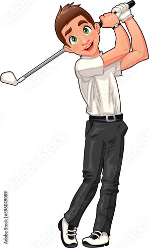 Golf player. Vector cartoon and isolated sport character.