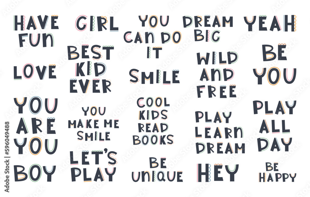 Cute hand drawn phrases with rainbow, sun, stars, cloud in boho style. Cartoon doodle print for nursery. Design for shower invitation card, birthday, children's party, book cover, poster Cute hand drawn phrases with rainbow, sun, stars, cloud in boho style. Cartoon doodle print for nursery. Design for shower invitation card, birthday, children's party, book cover, poster