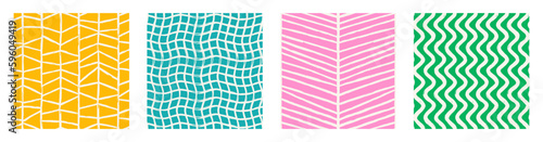 Set of Aesthetic Contemporary printable seamless pattern with abstract Minimal elegant line brush stroke shapes and line in vibrant colors.