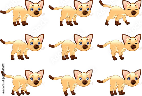 Cat walking animation. Cartoon vector isolated objects.  Separate layers: Head, Ears, Body1, Body2, Tail, Front Leg x 2, Rear Leg x 2, Paws x 4 © Designpics