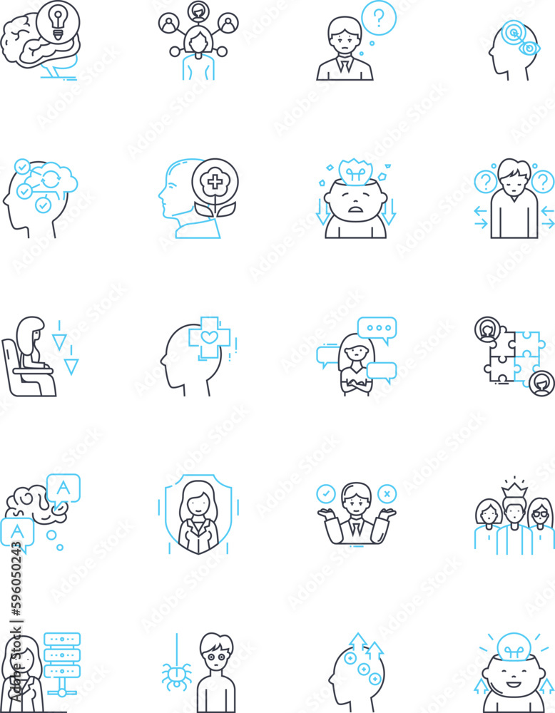 Cognitive Healing linear icons set. Neuroscience, Mindfulness, Cognitive Rehab, Resilience, Neural Plasticity, Emotional Intelligence, Neuroplasticity line vector and concept signs. Cognitive Training Cognitive Healing linear icons set. Neuroscience, Mindfulness, Cognitive Rehab, Resilience, Neural Plasticity, Emotional Intelligence, Neuroplasticity line vector and concept signs. Cognitive Training