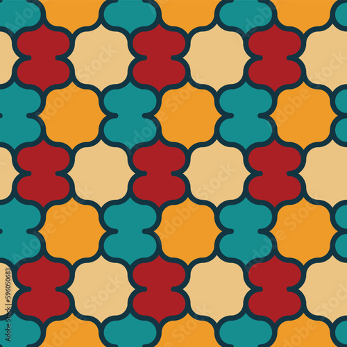 Colorful Double Ogee Seamless Vector Repeat Pattern