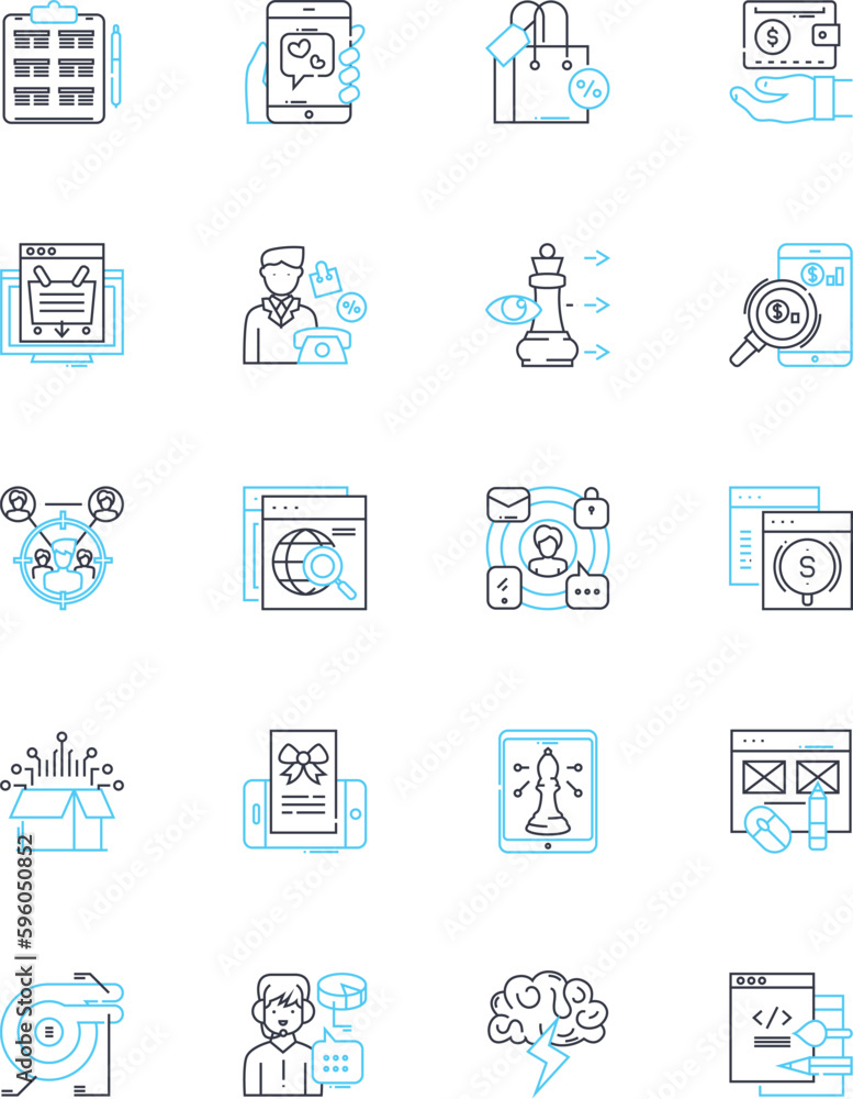 Web advertising linear icons set. PPC, Display, Adwords, Banner, SEO, CTR, Impressions line vector and concept signs. Clicks,Conversion,Retargeting outline illustrations Web advertising linear icons set. PPC, Display, Adwords, Banner, SEO, CTR, Impressions line vector and concept signs. Clicks,Conversion,Retargeting outline illustrations