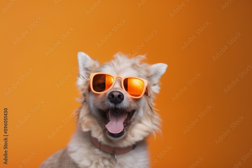 cute dog breed funny isolated smile sunglasses portrait background animal pet. Generative AI.