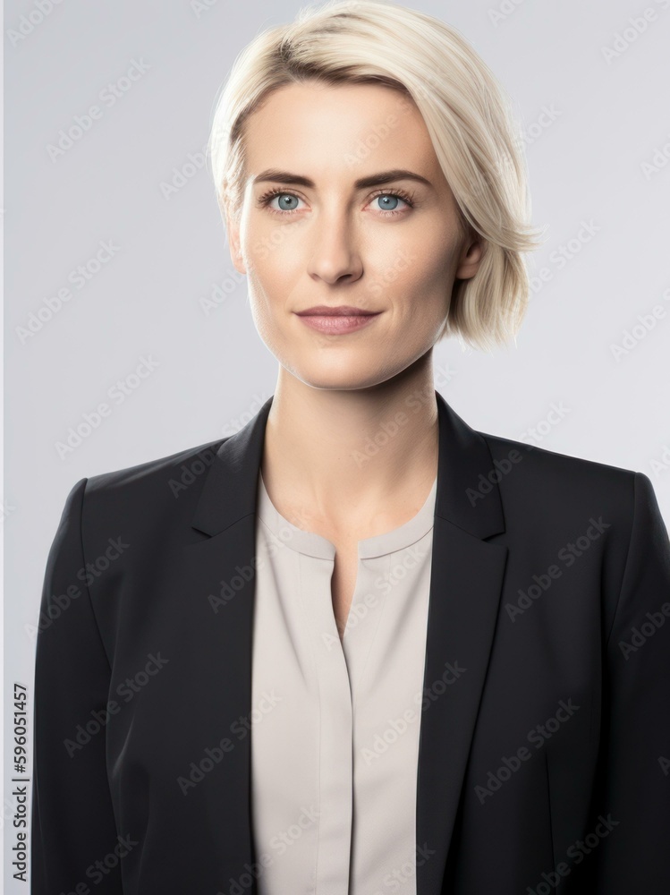 portrait of young businesswoman looking at camera, isolated on grey portrait of young businesswoman looking at camera, isolated on grey