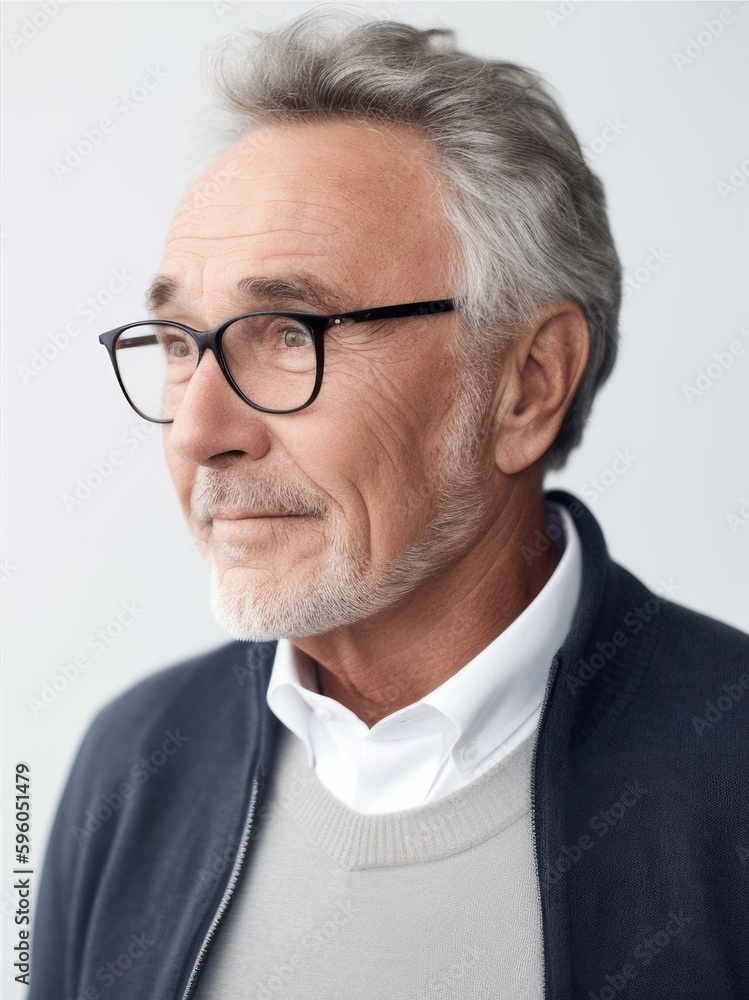 Portrait of senior man in eyeglasses looking at camera.
