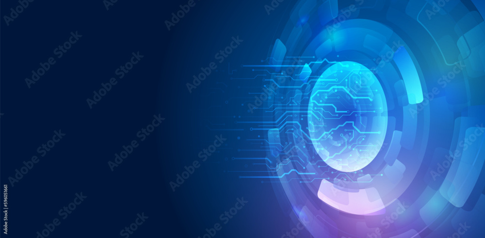 Hi-tech vector illustration with various technology elements. Abstract global sci fi concept. Digital internet communication on blue background. Wide Cyber security internet and networking concept. Hi-tech vector illustration with various technology elements. Abstract global sci fi concept. Digital internet communication on blue background. Wide Cyber security internet and networking concept.