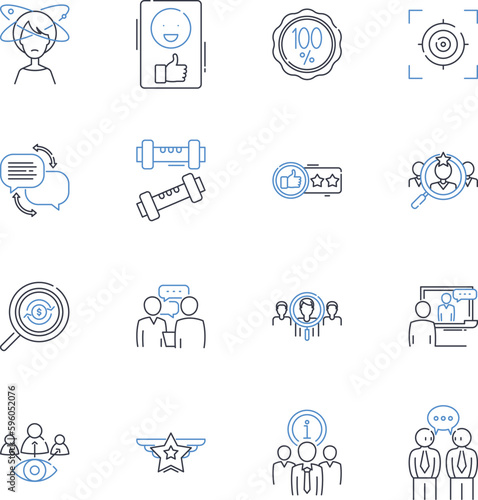 Tutoring economy line icons collection. Education, Learning, Knowledge, Instruction, Guidance, Study, Mentorship vector and linear illustration. Support,Development,Skills outline signs set