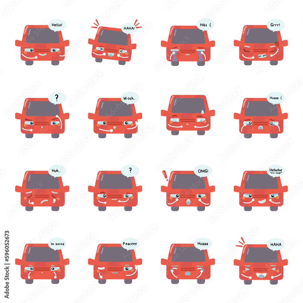 car emoticon set car emoticon set