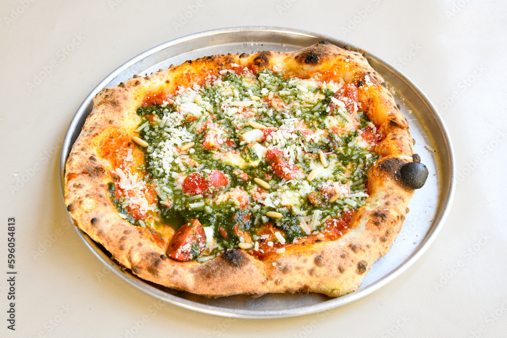 Delicious mixed pizza with rich content. Menu concept of choice and diversity. Karisik pizza Delicious mixed pizza with rich content. Menu concept of choice and diversity. Karisik pizza