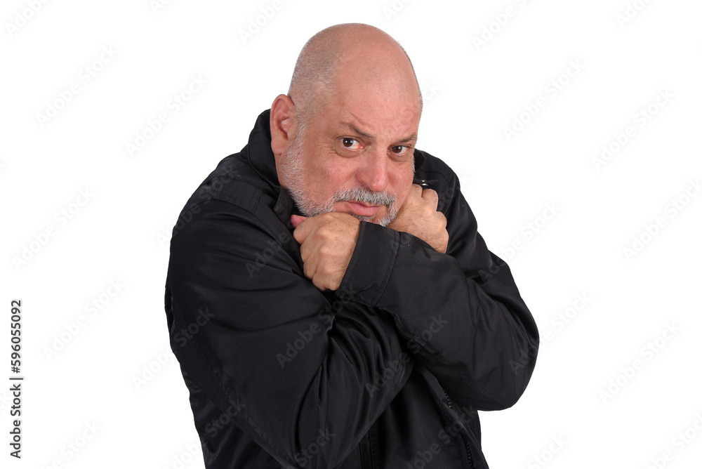 white beard bald adult man with stylish winter cold sweater white beard bald adult man with stylish winter cold sweater