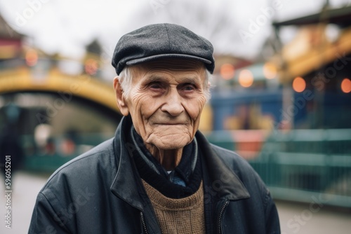 Portrait of an elderly man in a cap on the street. © Robert MEYNER