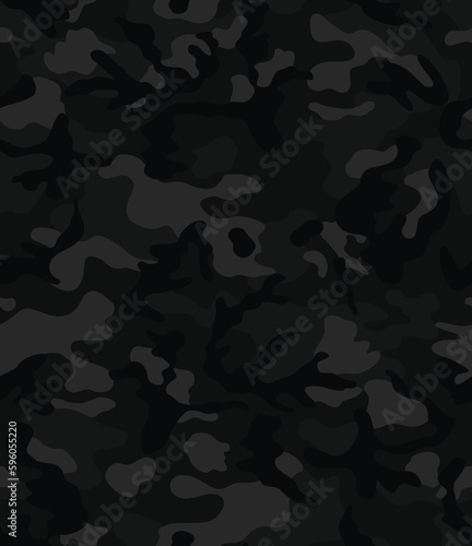  Black camouflage pattern, disguise background, vector seamless night print