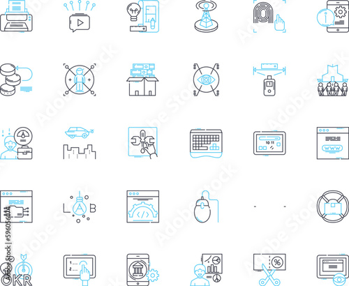 Mobile journey linear icons set. Navigation, Optimization, Usability, Accessibility, Convenience, Satisfaction, Experience line vector and concept signs. Interface,Integration,Engagement outline