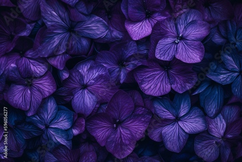Pattern of violet flowers. Generative AI © Evadne
