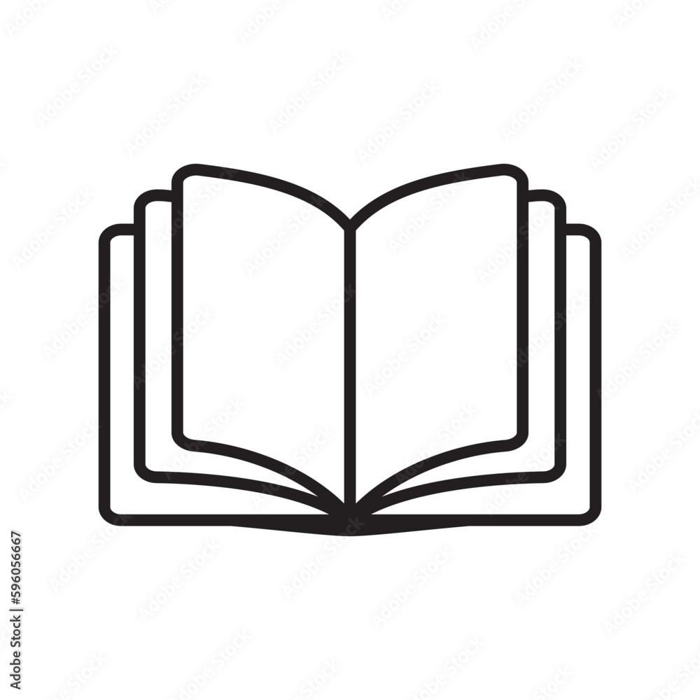 Book vector icon. Open book flat sign design. Linear book icon. Book symbol pictogram. Magazine icon. Notebook symbol. Document sign. UX UI icon Book vector icon. Open book flat sign design. Linear book icon. Book symbol pictogram. Magazine icon. Notebook symbol. Document sign. UX UI icon