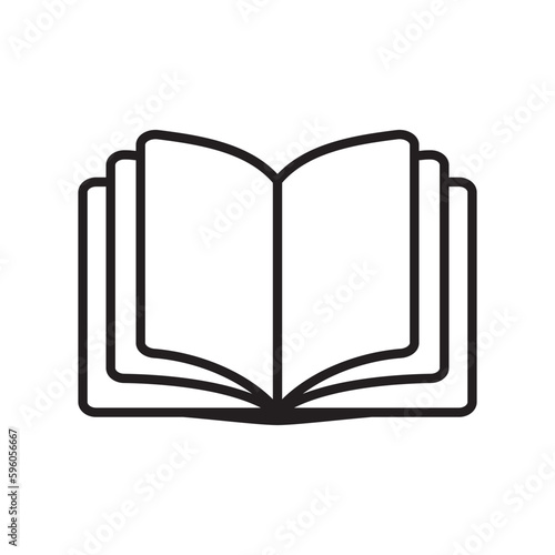 Book vector icon. Open book flat sign design. Linear book icon. Book symbol pictogram. Magazine icon. Notebook symbol. Document sign. UX UI icon