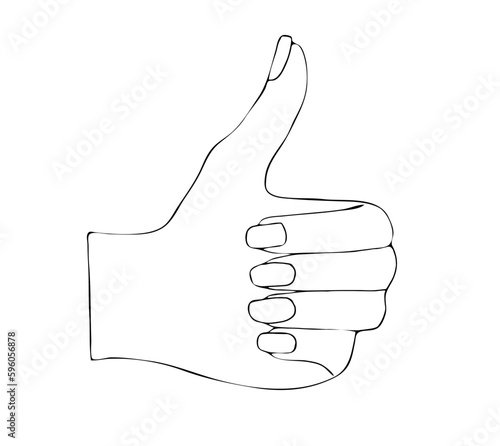 Hand drawn thumbs up vector illustration, isolated on white background
