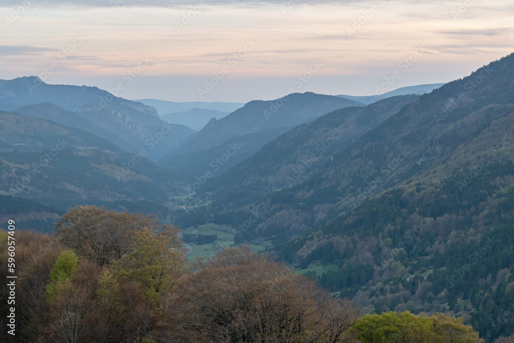 Belagua Valley, spring sunset. Navarre Pyrenees