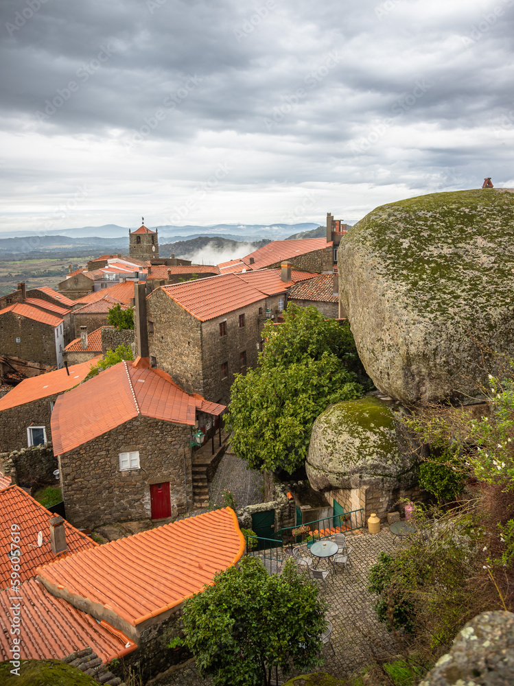 Obraz na plátně Beautiful Exposure from the Viewpoint of Monsanto village in Portugal, considered the most Portuguese village in Portugal
