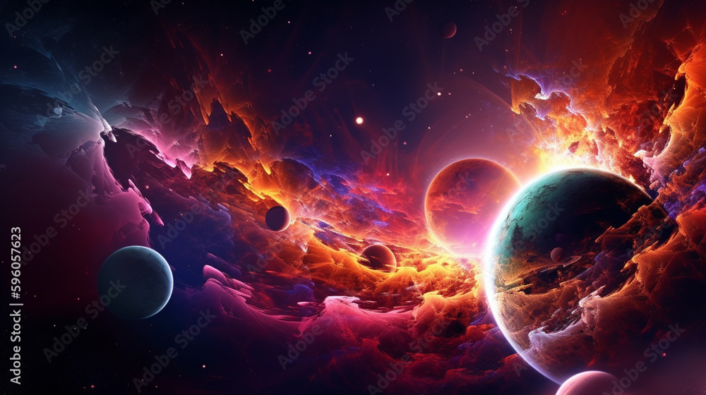 Colorful space scene with planets (ai generated) Colorful space scene with planets (ai generated)