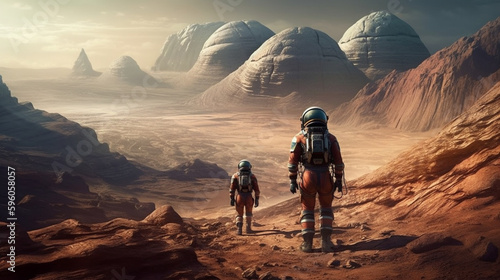Astronaut walking in the desert.generative ai