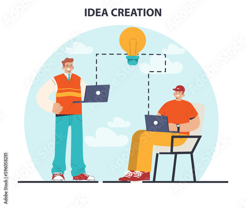 Generation of a creative idea or business solution in a brainstorm.