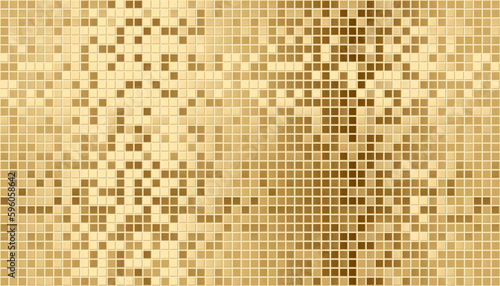 Seamless luxury gold mosaic ceramic tiles pattern. Vector light grey wall cladding for pool, bathroom or kitchen background. Wallpaper swatch, wrapping paper, web page fill