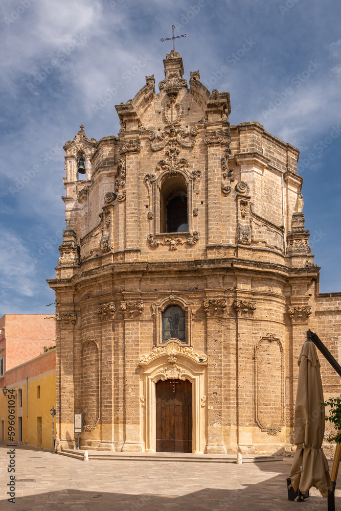 Nardò view of the main facade of a Baroque church. Puglia. Salento. Lecce.