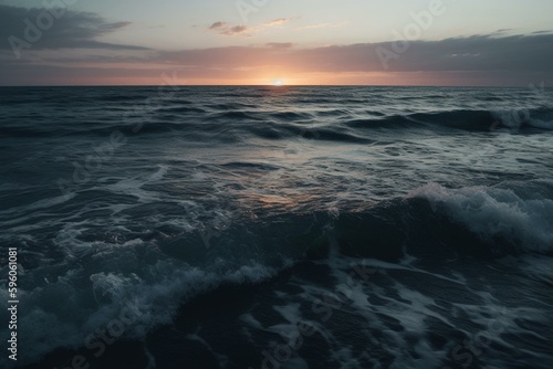 Ocean at dusk. Generative AI
