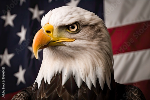 Eagle with the flag of the united states of america  generative ai 