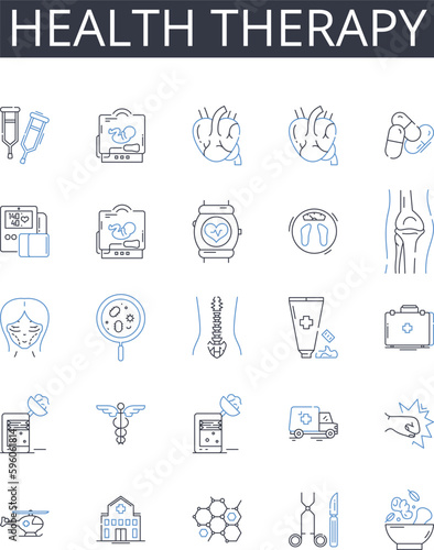 Health therapy line icons collection. Alternative medicine, Complementary medicine, Natural healing, Wellness treatment, Mind-body therapy, Holistic healthcare, Integrative medicine vector and linear